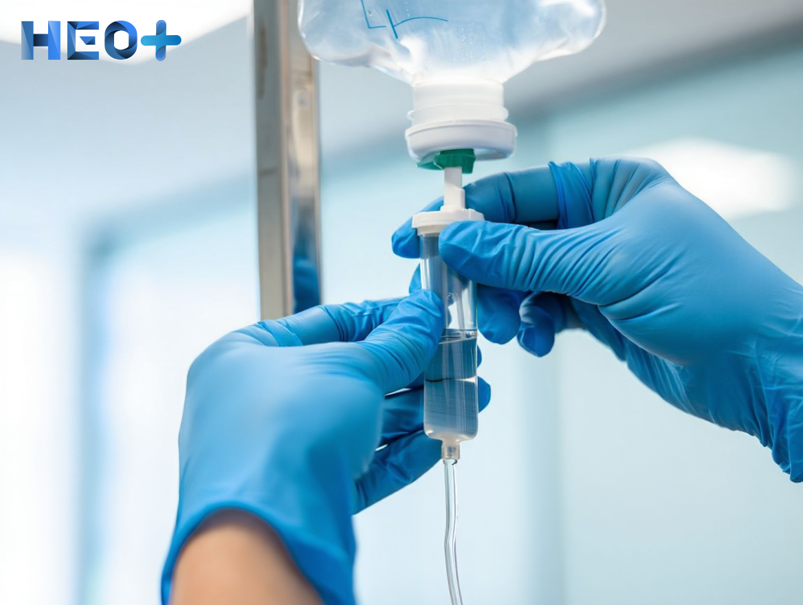 медсестра устанавливает капельницу